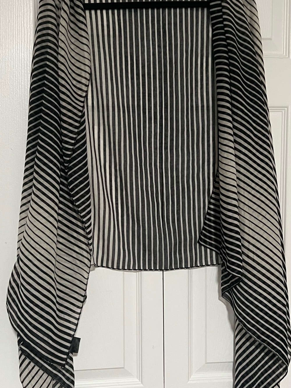 Black & White Striped Women's Scarf - Elegant Lightweight Wrap